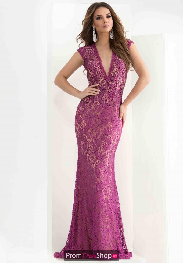 Jasz Couture Sleeved Lace Dress 5816