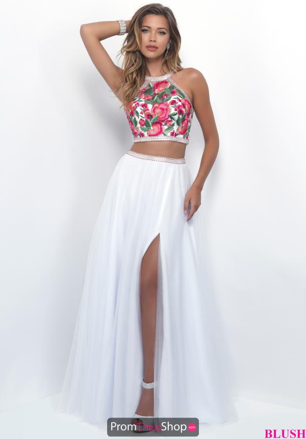 High Halter Two Piece Blush Dress 11209