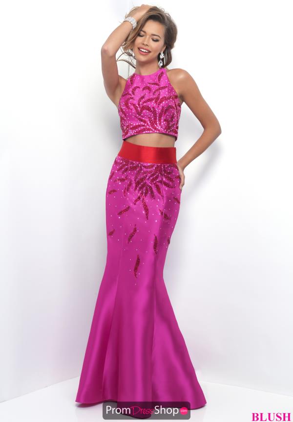 High Neck Blush Two Piece Dress 11319
