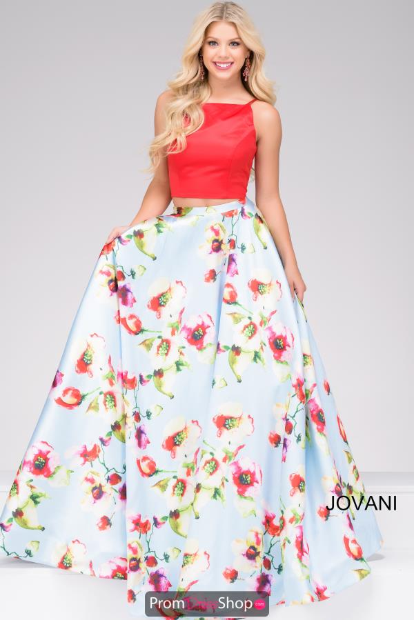 Red A Line Mikado Jovani Dress JVN49990