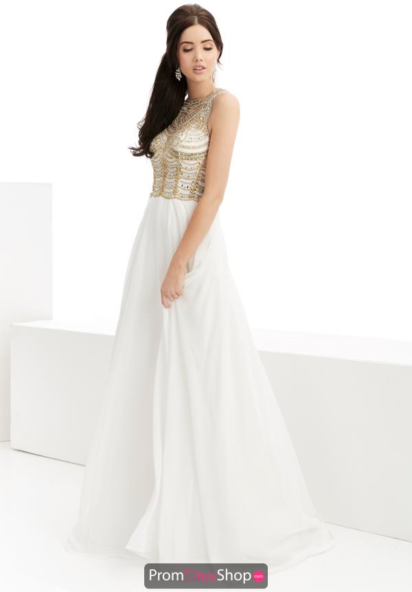 Jasz Couture Chiffon Ivory Dress 5957