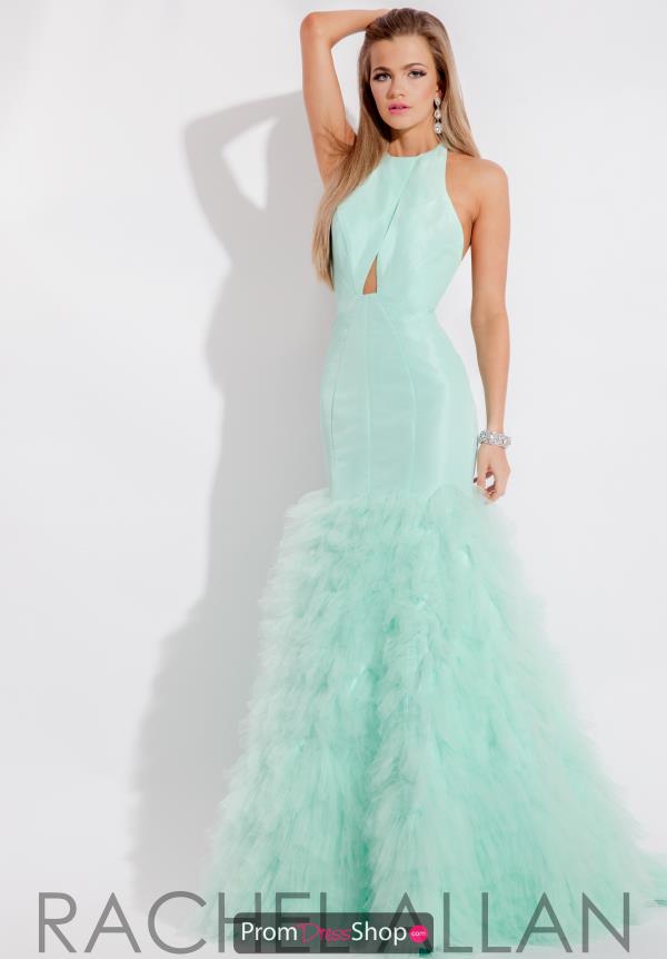 Rachel Allan High Neckline Long Dress 7629