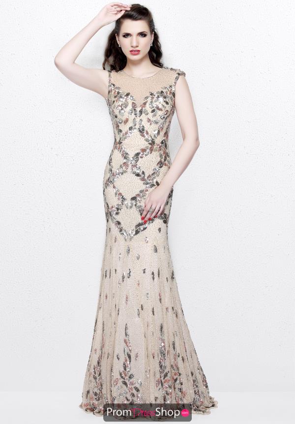 Primavera Illusion Neckline Beaded Dress 1812