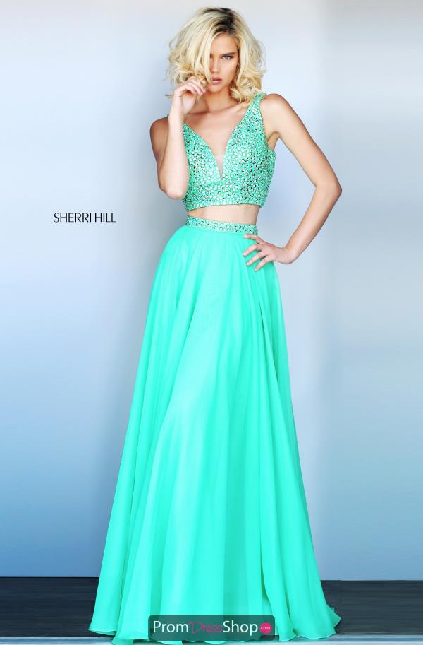 Sherri Hill A Line Green Long Dress 51008