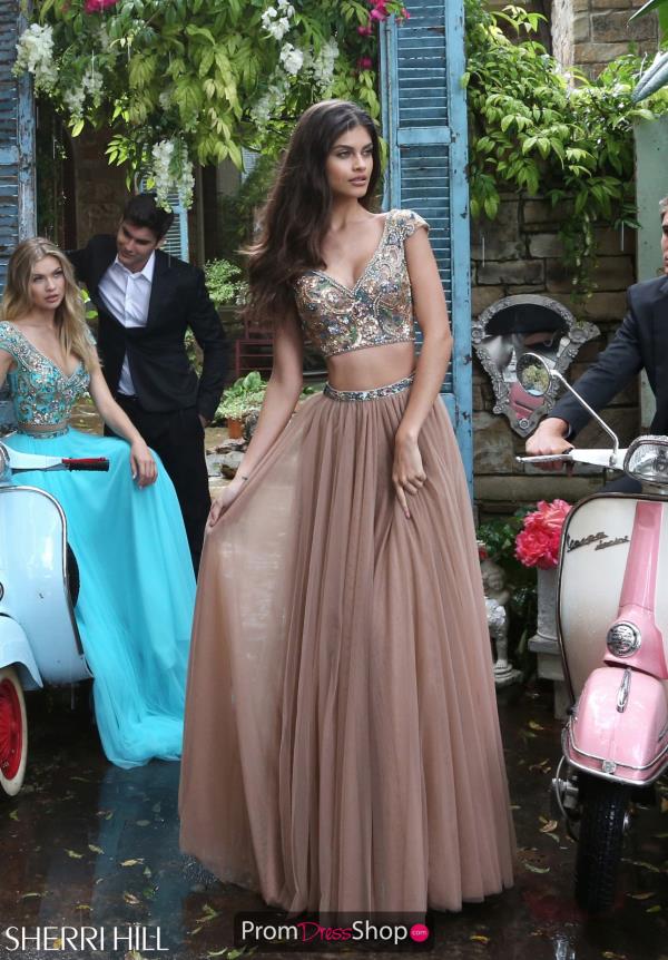 Sherri Hill Sleeved Beaded Dress 51166