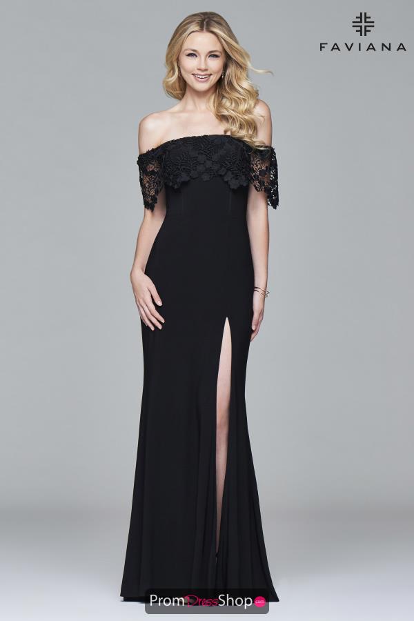 Faviana Long Lace Fitted Dress S7937