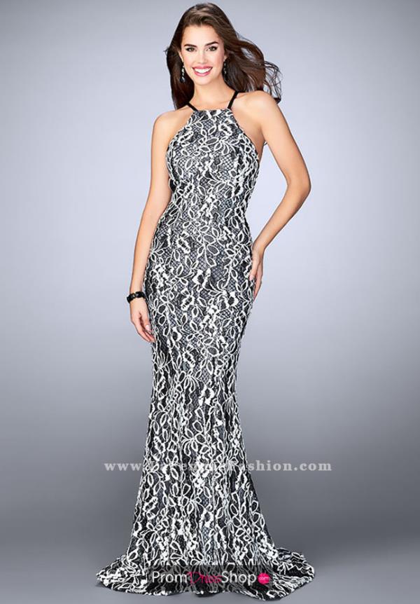 La Femme Long Fitted Dress 23848