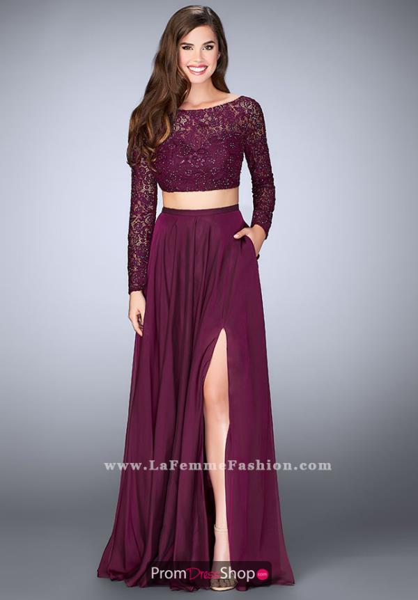 La Femme Long Sleeve A Line Dress 23937