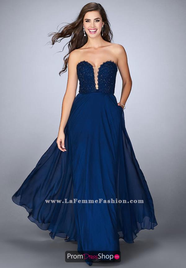 La Femme Lace A Line Dress 23970