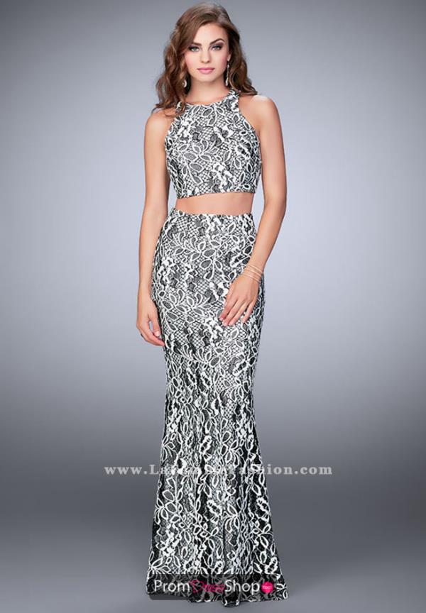 La Femme High Neckline Fitted Dress 23976