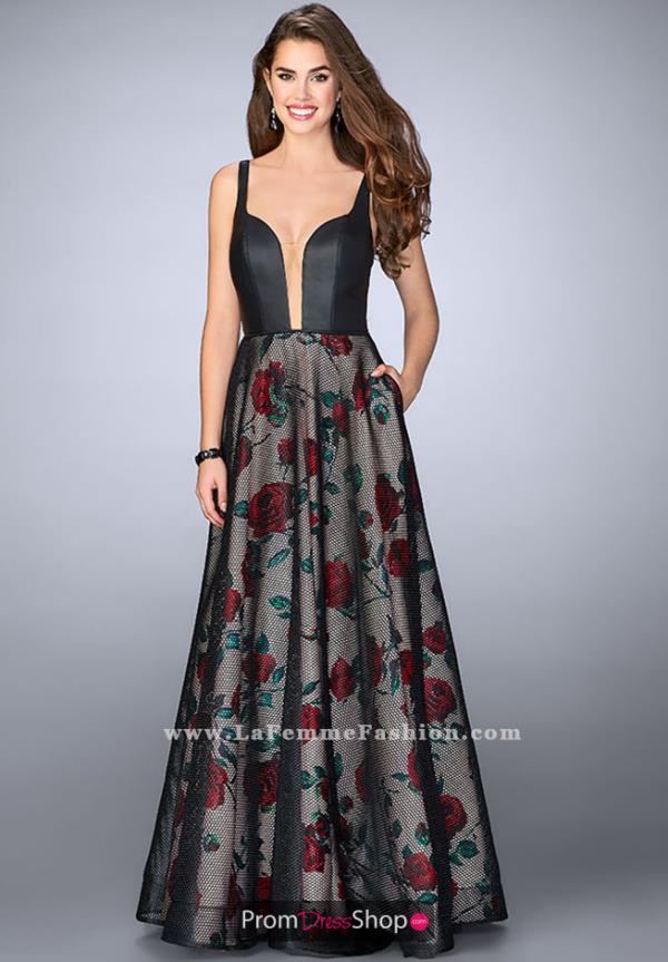 La Femme Open Back A Line Dress 24025