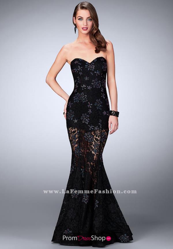 La Femme Black Romper Dress 24220