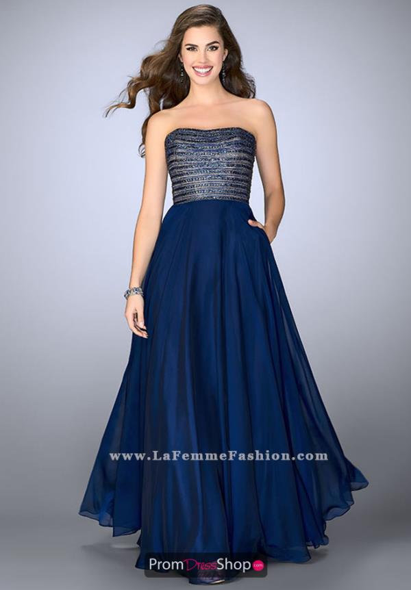 La Femme Strapless Full Figured Dress 24246