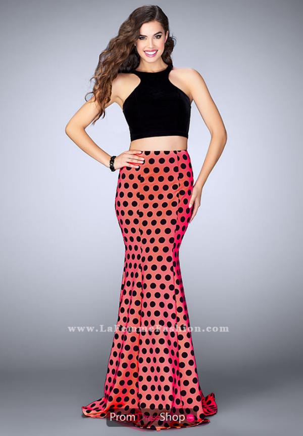 La Femme Long Two Piece Dress 24297