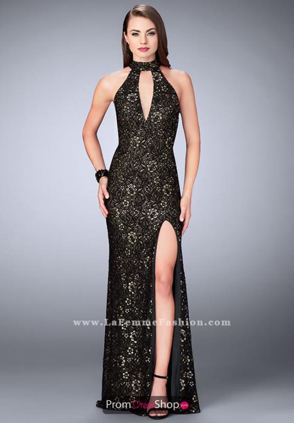 La Femme Open Back Fitted Dress 24439