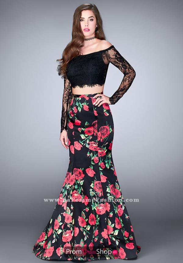 La Femme Black Fitted Dress 24522