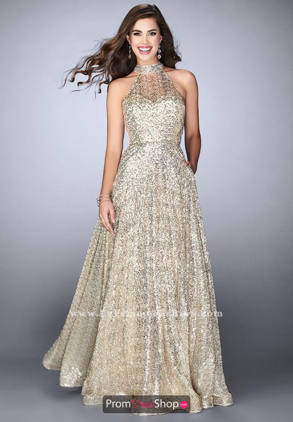 La Femme Long Sequins Dress 24584