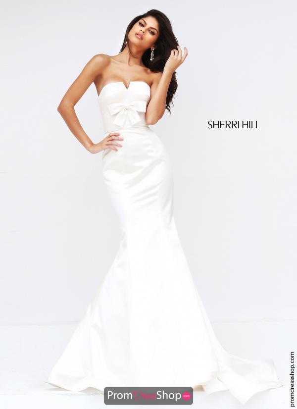 Fitted Green Satin Sherri Hill Dress 50543