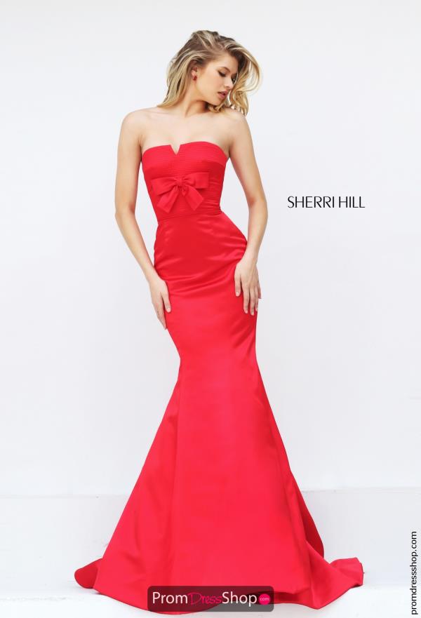 Fitted Green Satin Sherri Hill Dress 50543