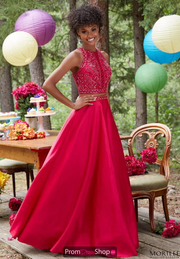 Mori Lee A Line Satin Plus Dress 99052
