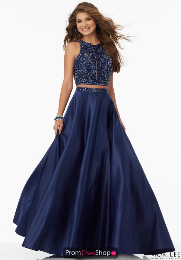 Mori Lee A Line Satin Plus Dress 99052