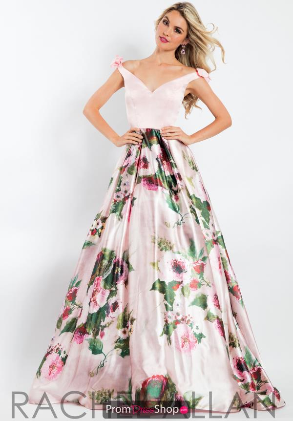 Rachel Allan Off the Shoulder Satin Dress 6061