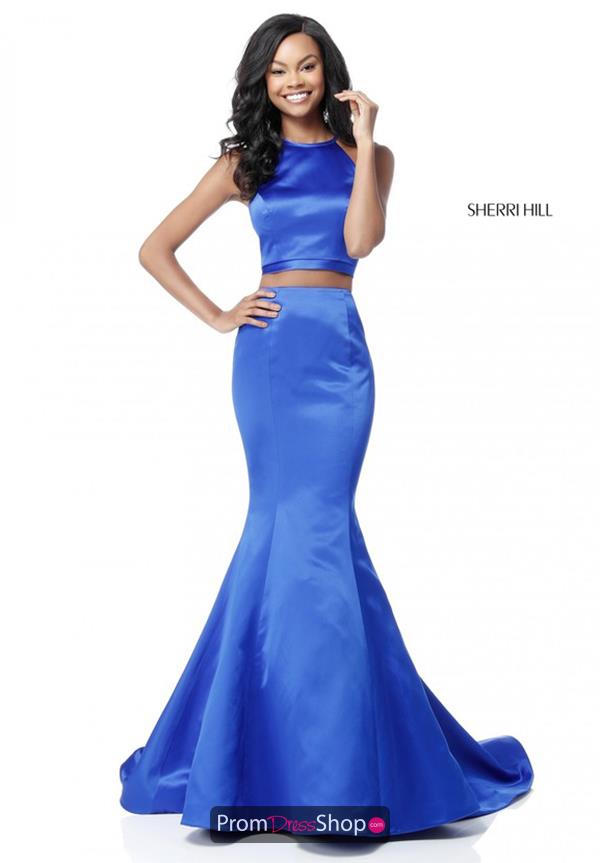 Sherri Hill Halter Satin Dress 51585