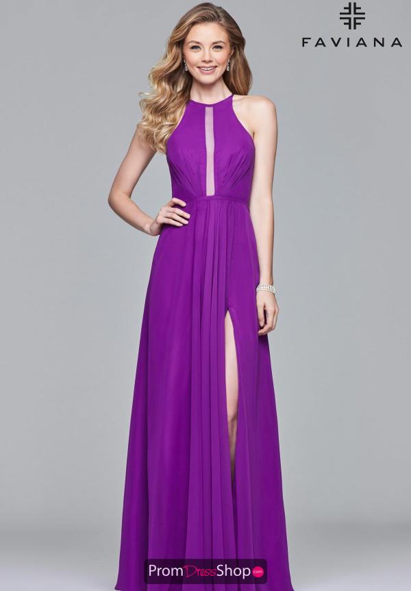 Faviana High Neckline Long Dress S10025