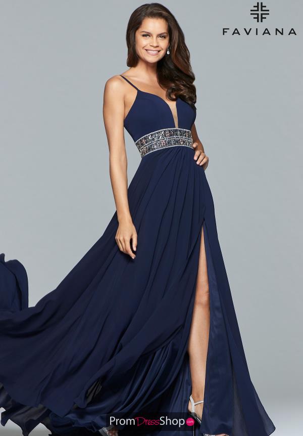 Faviana V-Neck Beaded Dress S10066