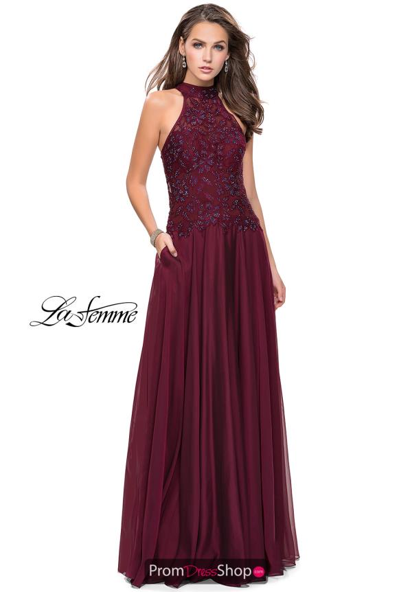 La Femme A Line Chiffon Dress 25355
