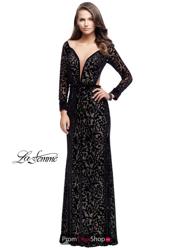 La Femme V-Neck Fitted Dress 25497