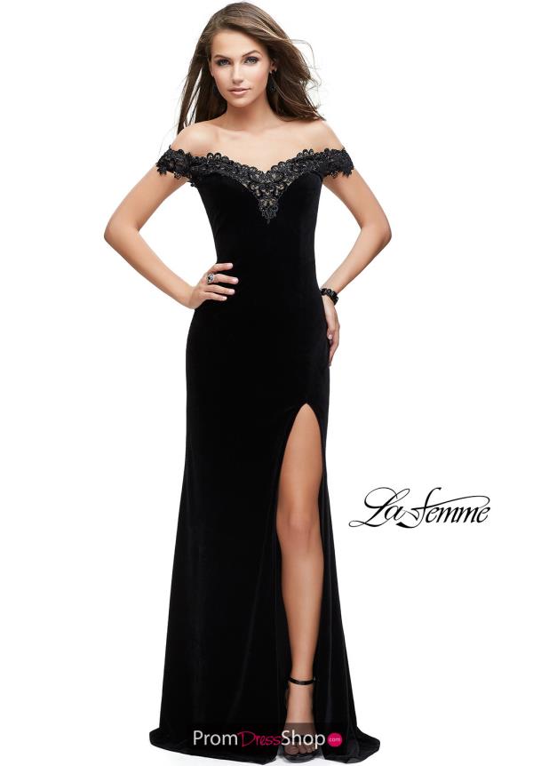 La Femme Off the Shoulder Fitted Dress 25591