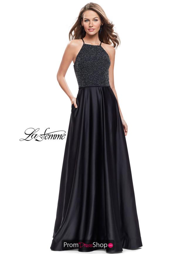 La Femme Halter Full Figured Dress 25601