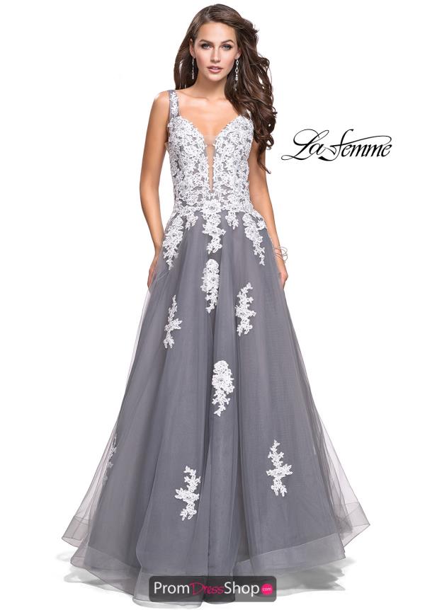 La Femme Long Lace Dress 25624
