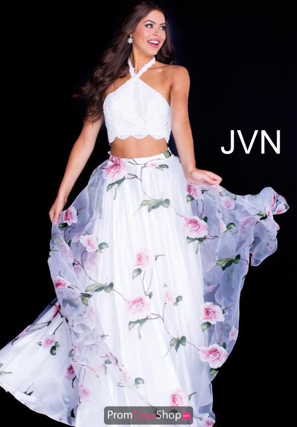 JVN by Jovani Two Piece White Dress JVN53060