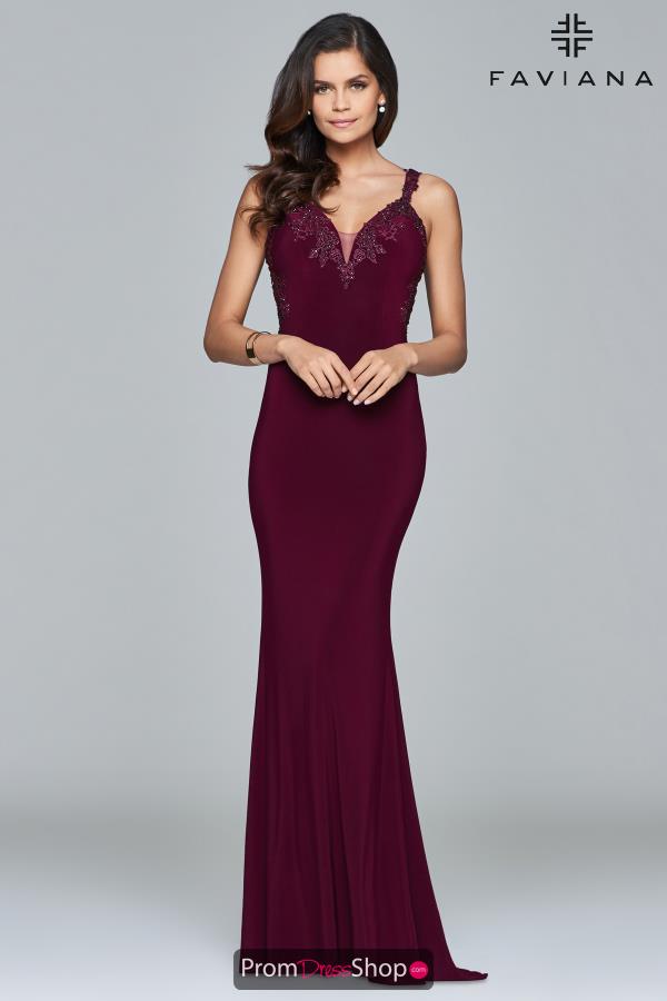 Faviana Fitted V Neck Dress S7999