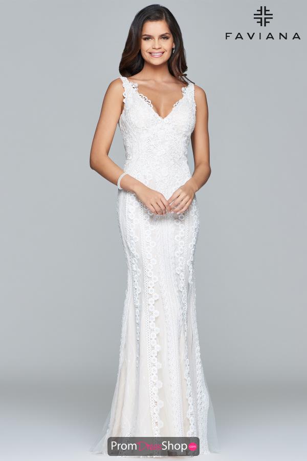 Faviana Ivory Long Dress S8089