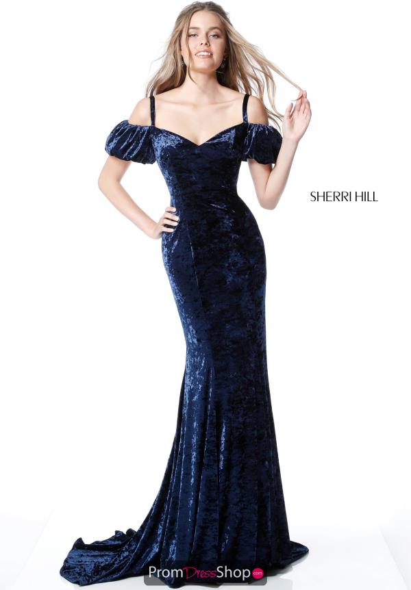 Sherri Hill Off the Shoulder Velvet Dress 51406
