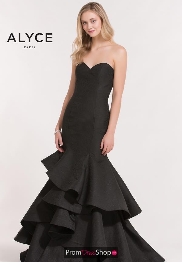 Alyce Paris Black Fitted Dress 6885