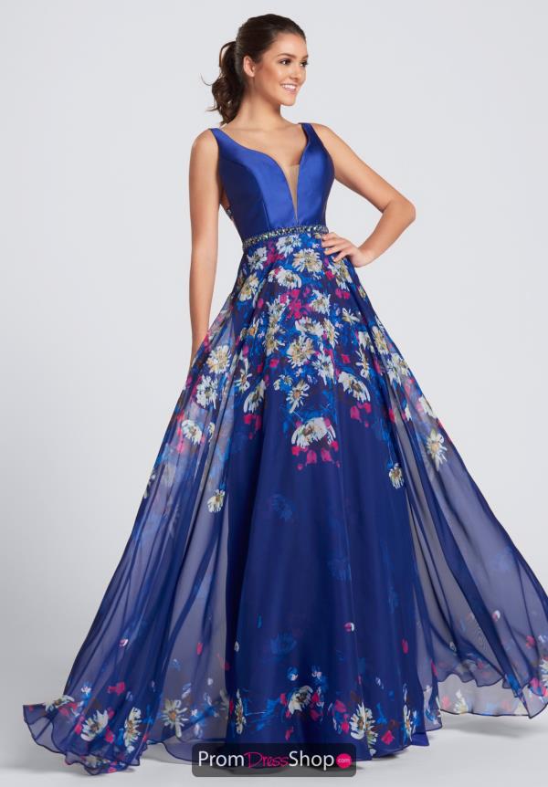 Ellie Wilde Long Print Dress EW21705