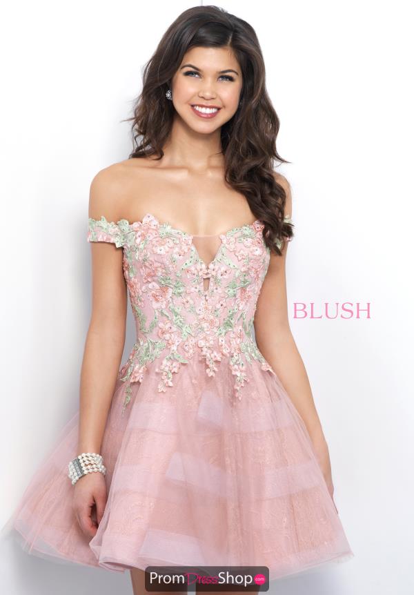 Blush Off the Shoulder A Line Dress 11382