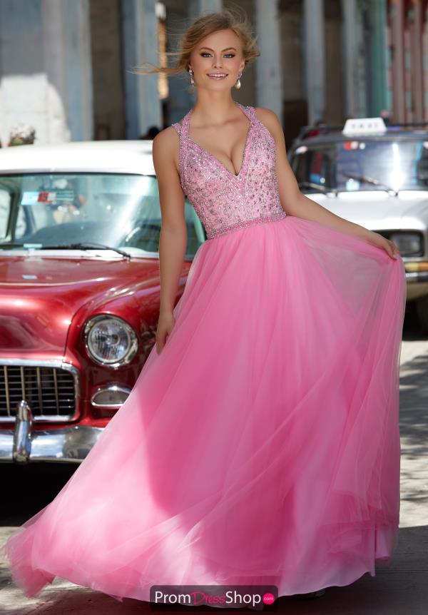 Mori Lee V- Neckline Beaded Dress 42091