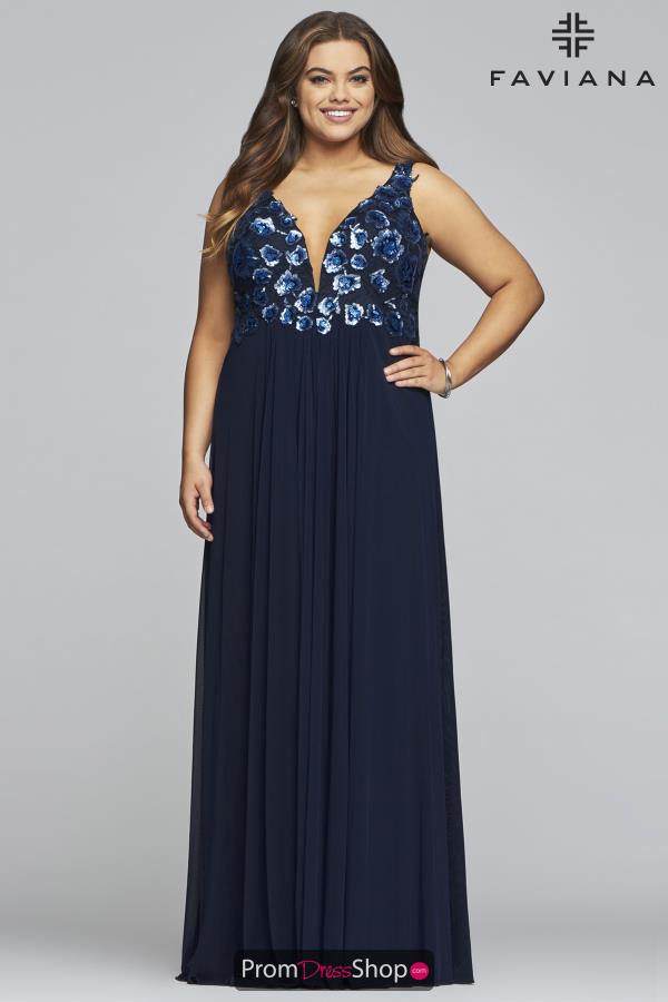Faviana V- Neckline A Line Dress 9443