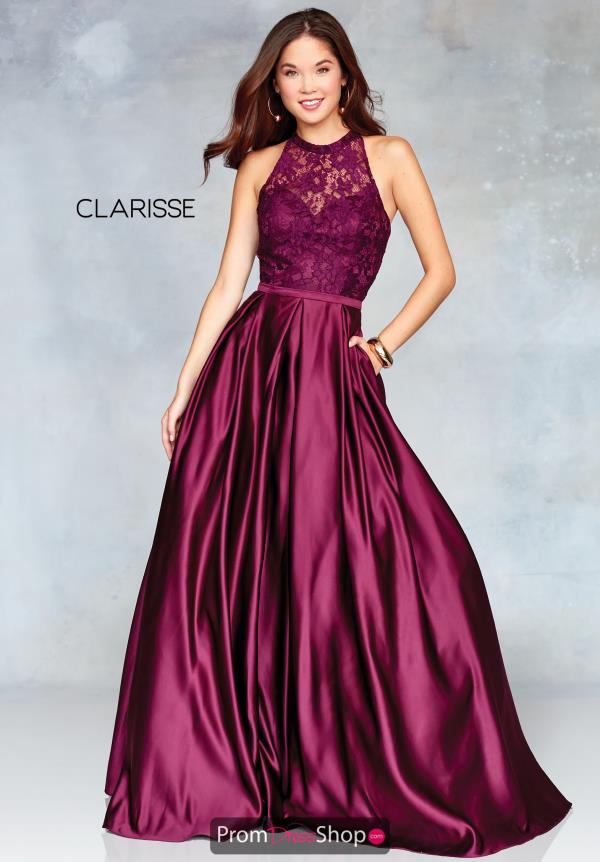 Clarissa High Neckline Satin Dress 3763