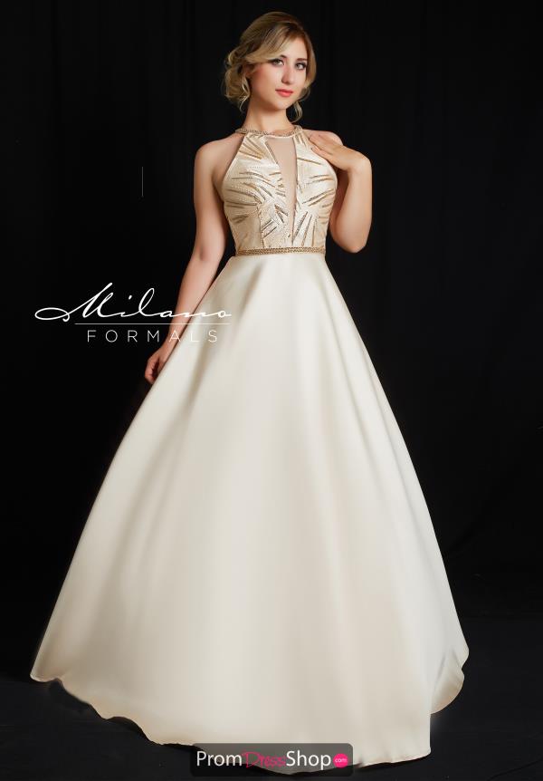 Milano Formals Long Gold Dress E2705