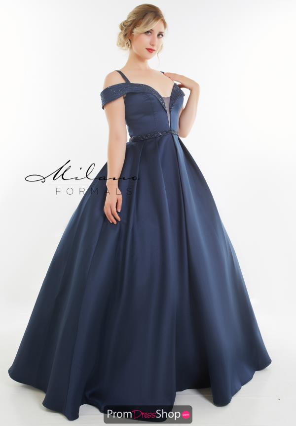 Milano Formals Off the Shoulder A Line Dress E2708