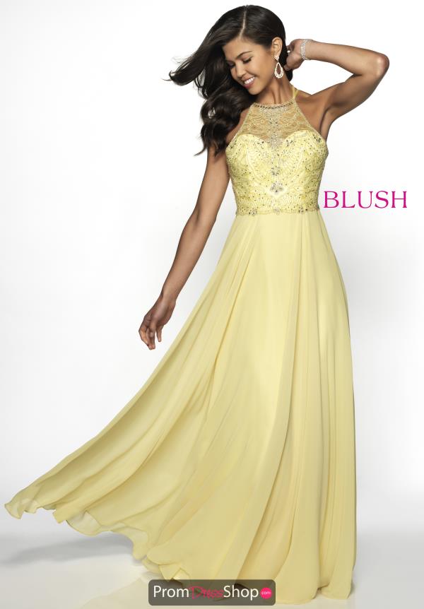 Blush High Neckline Beaded Dress 11734