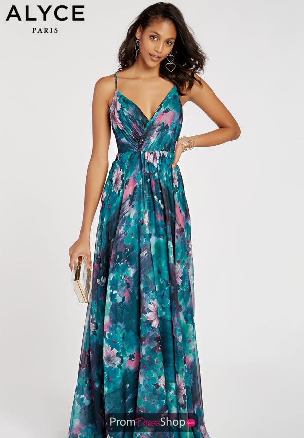 Alyce Paris V-Neck Print Dress 60447