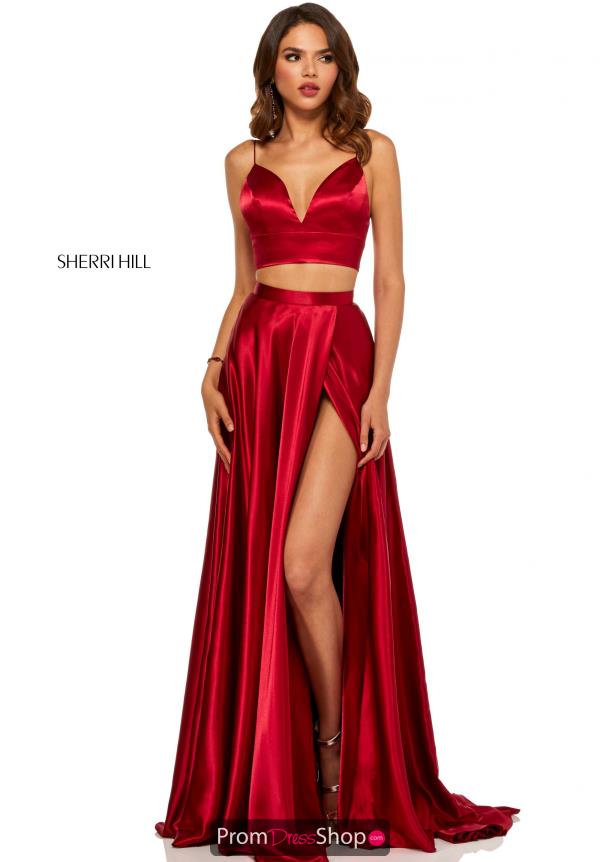 Sherri Hill V-Neck A Line Dress 52488