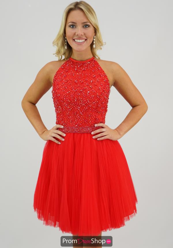Sherri Hill Short Beaded Navy A Line Dress 32335